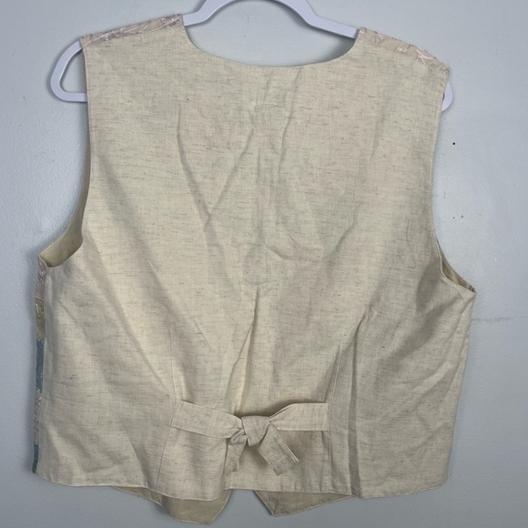 Vintage Tantrums Vest Women Pastel Striped Embroidered size petite medium - Picture 3 of 3